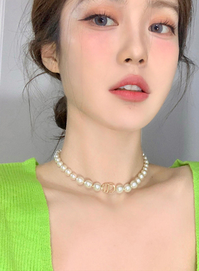 D家经典百搭CD珍珠项链女小众