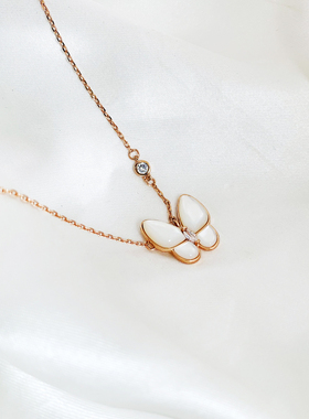 奥米迪奥母贝蝴蝶项链女森系玛瑙