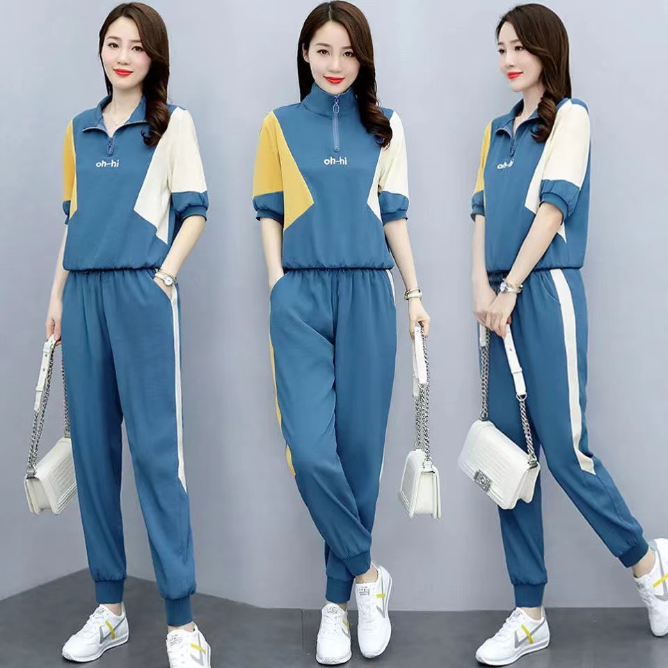 夏季新款时尚套装女气质显瘦哈伦裤小个子洋气减龄时髦两件套（2022夏季新款时尚套装女气质显瘦哈伦裤小个子洋气减龄两件套）-第4张图片-提都小院