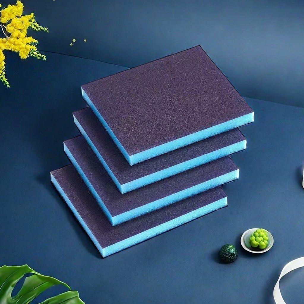 进口蓝色双面海绵砂块砂纸木门木工楼梯工艺品油漆金属抛光砂砖,淘宝优惠券,粉丝福利购,淘宝优惠卷