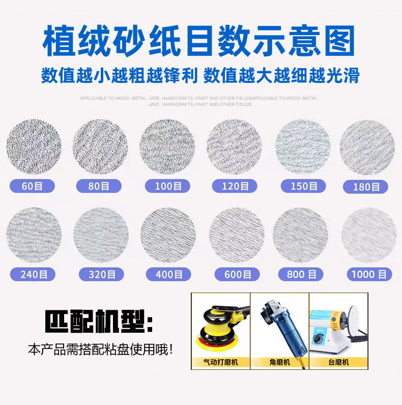 75*100方形植绒砂纸气动打磨机专用干磨砂纸片背绒研磨抛光沙纸片