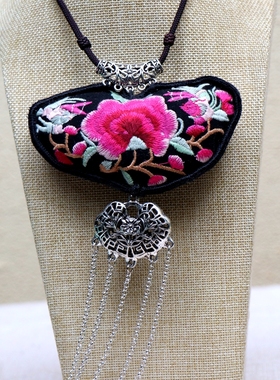 云南民族特色刺绣项链少数民族新娘配饰民族风潮流女绣花毛衣链