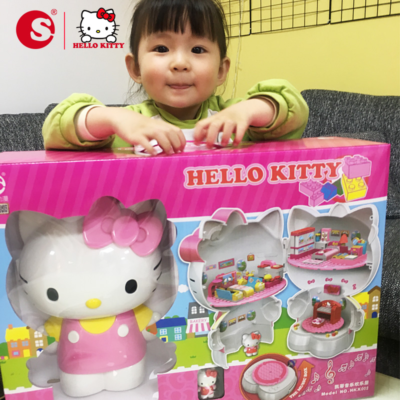 HelloKitty凯蒂猫音乐盒礼物益智拼装积木玩具女孩儿童圣诞节礼物-图2