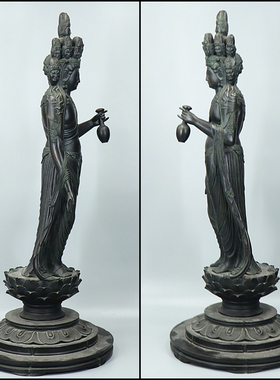 日本大佛师松久宗琳作十一面观音铜立像，高75厘米，宽31厘米。