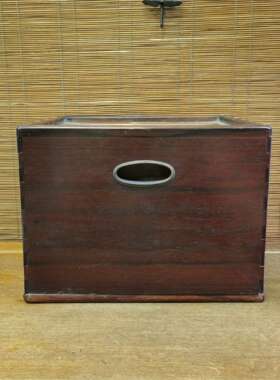 日本原木方形老火钵，高21.5厘米，长宽30厘米，内24.5厘米，结实