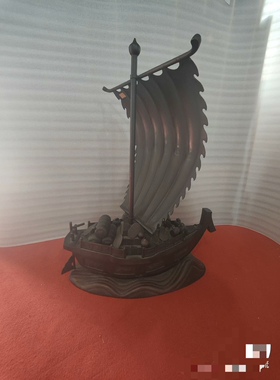 日本铜制多宝七福神宝船，重55.5斤，高83厘米，寓意一帆风顺