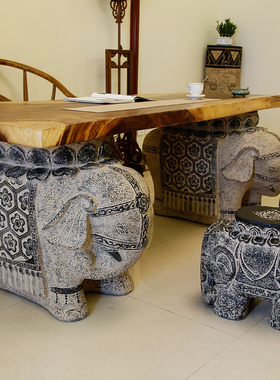 新中式大象凳子摆件乔迁礼品