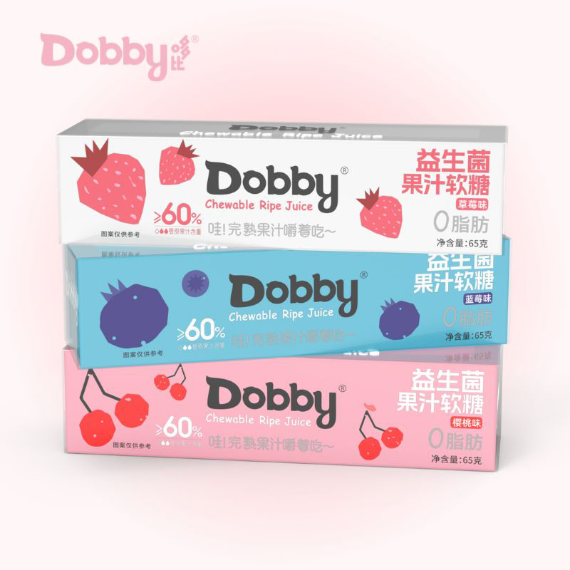 Dobby哆比旅行青蛙益生菌水果软糖樱桃草莓蓝莓果汁休闲糖果零食 - 图0