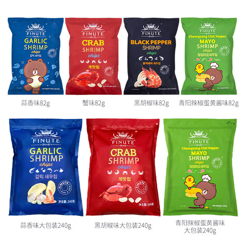 韩国进口FINUTE趣莱福蒜味虾片网红膨化食品办公室儿童休闲小零食 - 图3