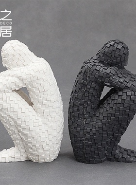 侘寂风办公室黑色马赛克摆件