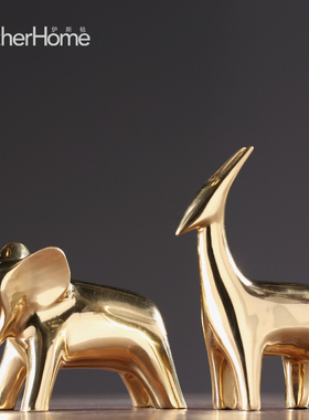 金色全铜样板间酒柜办公室小动物