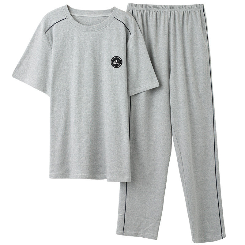 男士睡衣夏季纯棉短袖长裤圆领套头中老年爸爸父亲老人家居服套装,淘宝优惠券,粉丝福利购,淘宝优惠卷