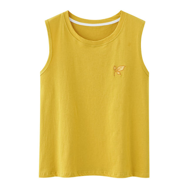 ແມ່ຍິງ Summer Sleeveless Cotton Vest Pajamas ເຄື່ອງນຸ່ງຫົ່ມດຽວ