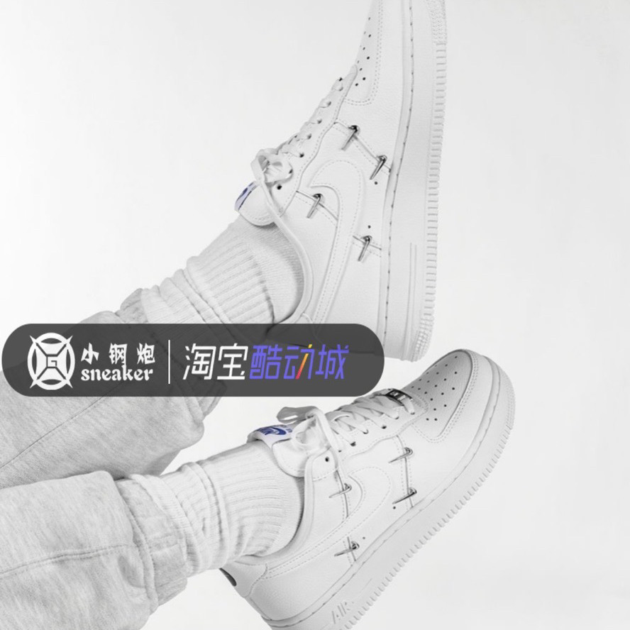 小钢炮Nike Air Force1 AF1四钩纯白 白蓝空军一号板鞋CT1990-100 - 图1