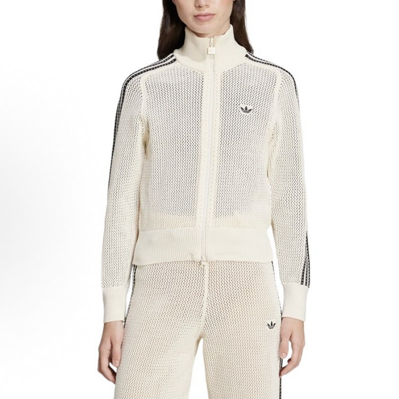 Adidas三叶草女网孔微透双头拉链短款针织外套JD1082 JD1078/1076,淘宝优惠券,粉丝福利购,淘宝优惠卷