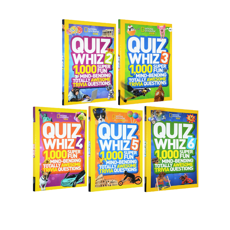 英文原版 Quiz Whiz系列 国家地理儿童问答小测验 National Geographic Kids 5册 英语启蒙认知科普 古怪趣事1000问 - 图3