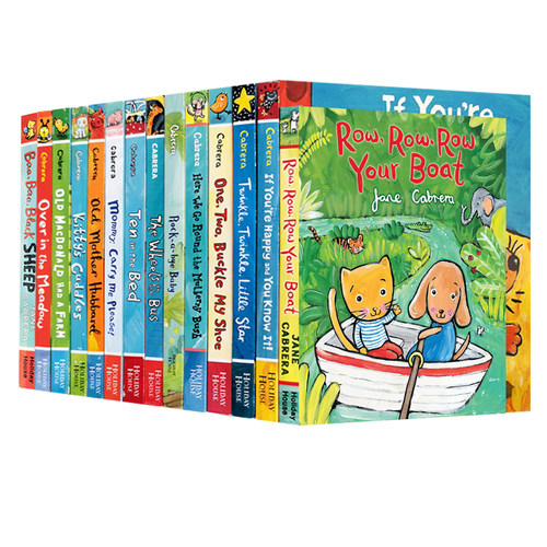 英文原版 Jane Cabrera 儿歌童谣纸板书 Old Macdonald Had A Farm 凯蒂的拥抱  If You'Re Happy - 图0