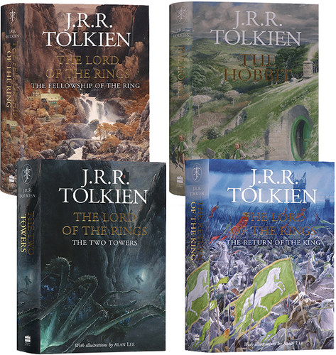 指环王霍比特人魔戒4册盒装 The Hobbit& The Lord of the Rings Boxed Set英文原版彩色插图托尔金中土世界奇幻小说原著-图0