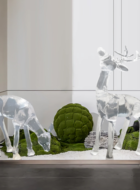 乔迁礼物玄关水晶鹿摆件现代简约