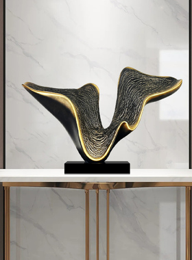 简约树脂大理石波浪摆件雕塑