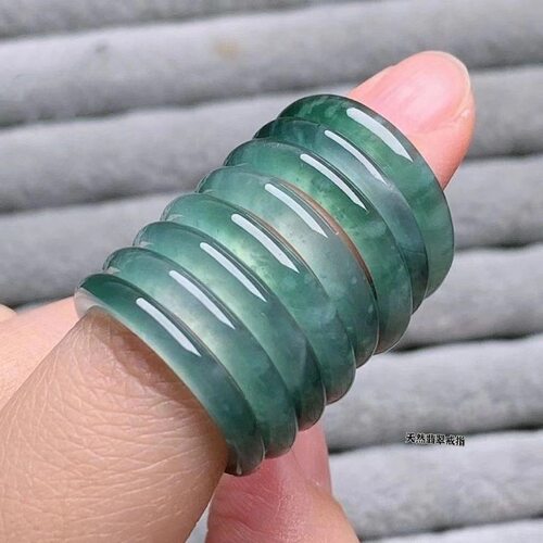 【品质推荐】天然A货翡翠蓝水男女款对戒冰种玉石玉指环戒指批发 - 图3
