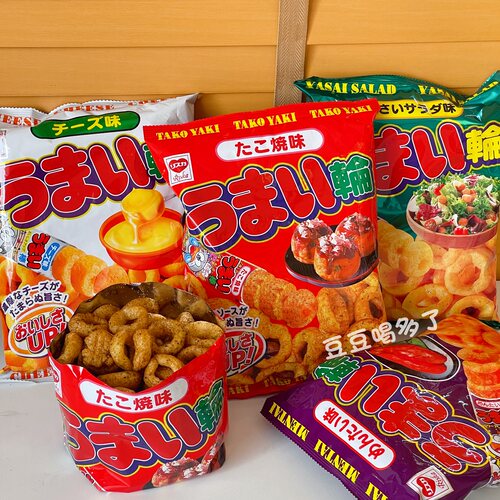 现货日本本土RISKA沙拉章鱼烧明太子芝士圈玉米浓汤粟米球零食75g - 图3