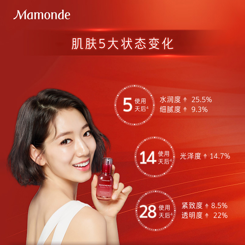 爱茉莉官方海外旗舰店爱茉莉Mamonde/梦妆红色焕活肌底修护精华露套装 补水滋养透亮3