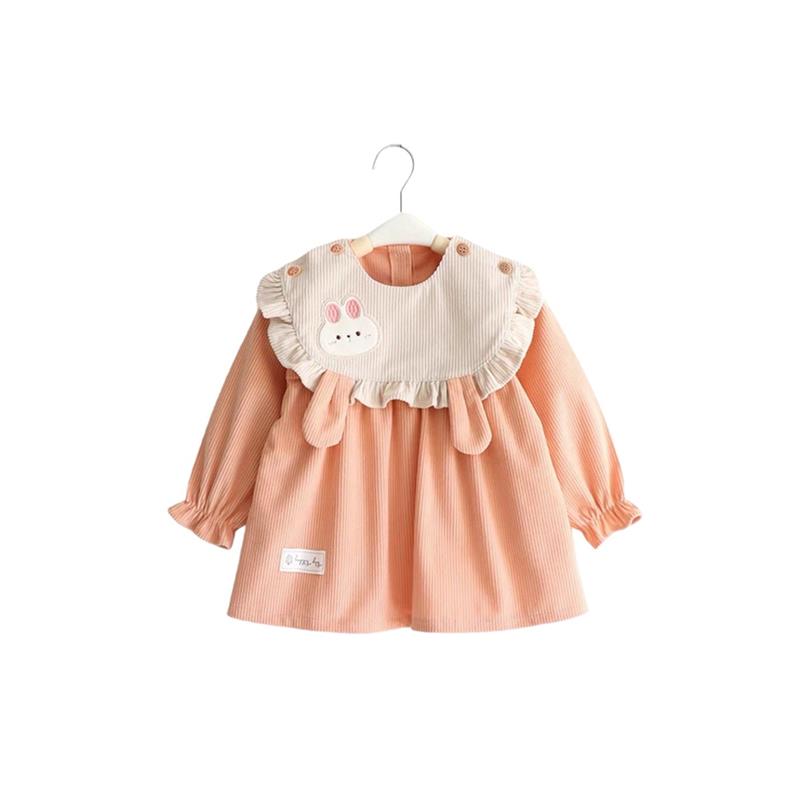 Girls' smock can be worn outside, stylish winter waterproof and anti-dirty children's reverse clothing, cute long-sleeved baby apron and bib
