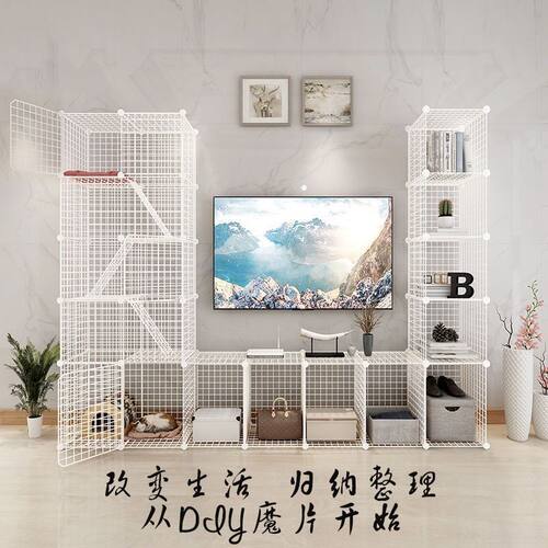 diy猫笼 魔片铁网宠物笼配件自由拼接组合荷兰鼠兔子围栏栅栏隔板 - 图2