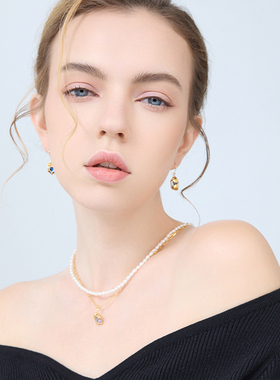 lightsonU淡水珍珠水晶项链