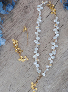 lightsonU绣球花珍珠项链