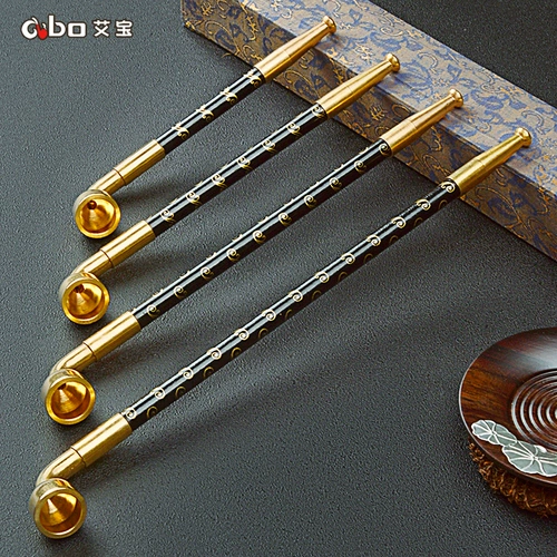 Мужская старомодная курительная трубка ручной работы, латунный агатовый мундштук