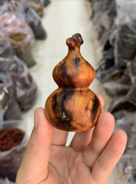 天然雷击木枣木葫芦实心原木色手把件龙头葫芦大小号摆件挂件平安