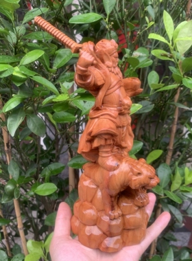 天然雷击枣木木雕赵公明武财神正一玄坛元帅神像神像家居供奉摆件