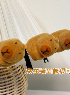 弹簧发夹植绒可爱卡皮巴拉边夹