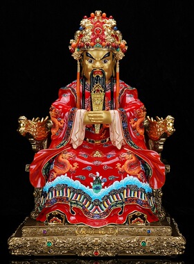 纯铜彩绘广济龙王财神像五台山龙