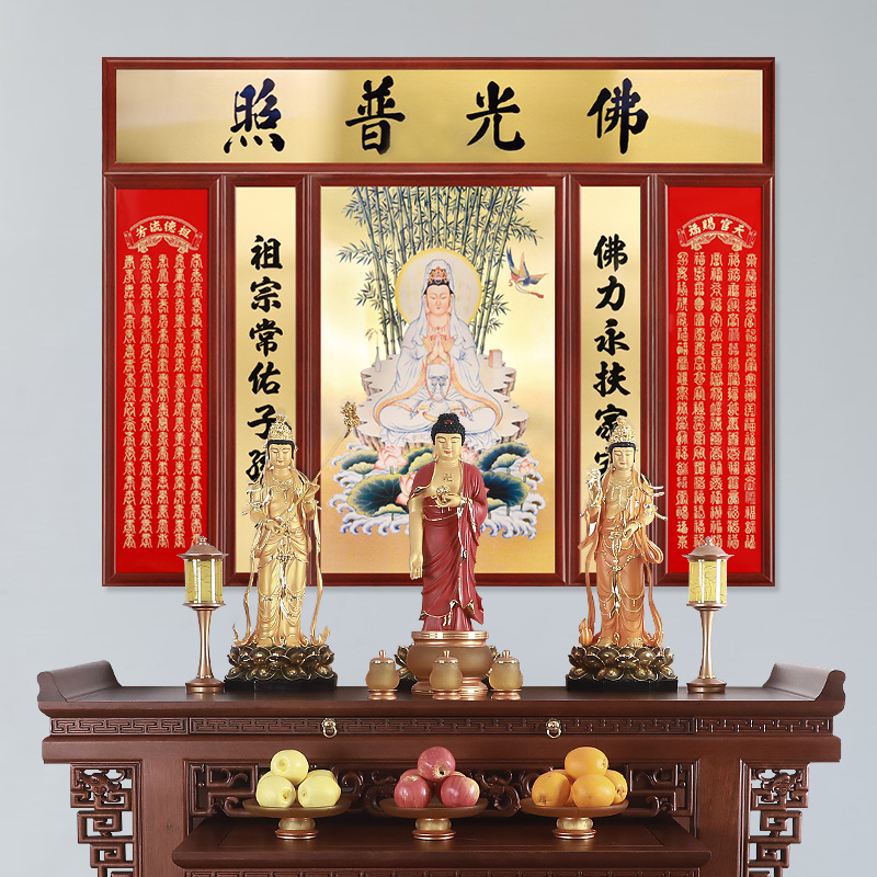 吾堂吾器《竹林观音》铜版画家用室内挂画壁画玄关佛堂装饰工艺画-图2