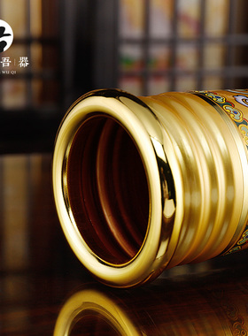 佛前家用供奉铜合金莲花纹香筒