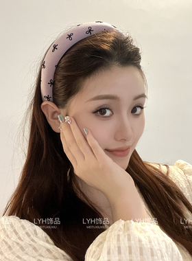 韩系蝴蝶结发箍粉色少女百搭发卡爱心波点网红ins风新款2024头饰