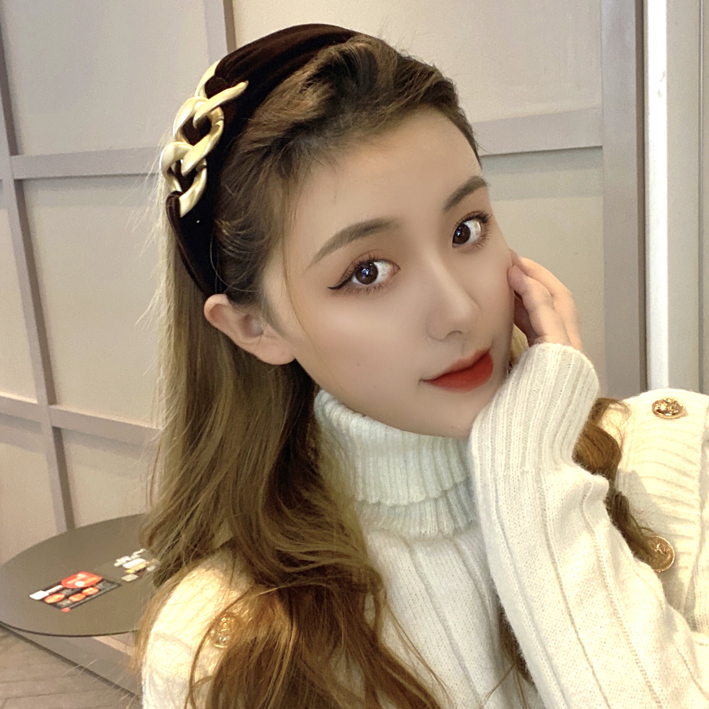 韩国东大门新款丝绒链条小众高级感发箍百搭高颅顶头箍时尚发饰女