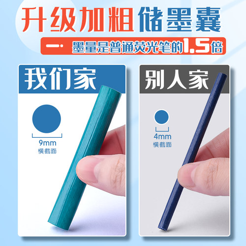 12支荧光笔标记笔大容量记号笔彩色笔学生做笔记专用莹光笔双头软头笔划重点粗头银光笔斜头手账笔高颜值文具 - 图1