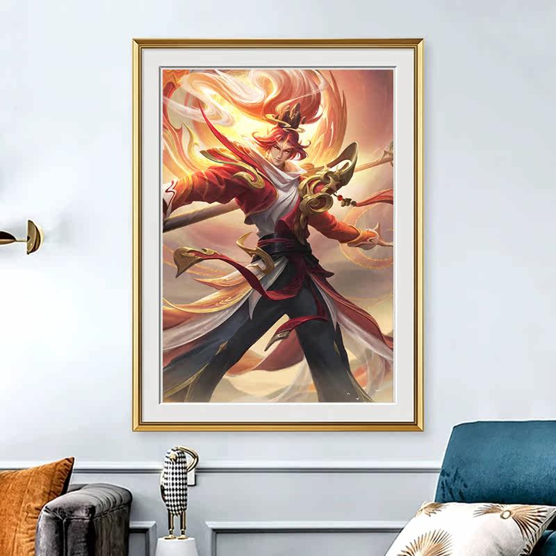 韩信飞衡十字绣竖版王者荣耀皮肤新款简单线绣小幅贴满砖5d钻石画