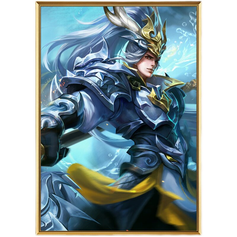 韩信白龙吟竖版十字绣新款线绣卧室王者荣耀皮肤小幅满砖5d钻石画