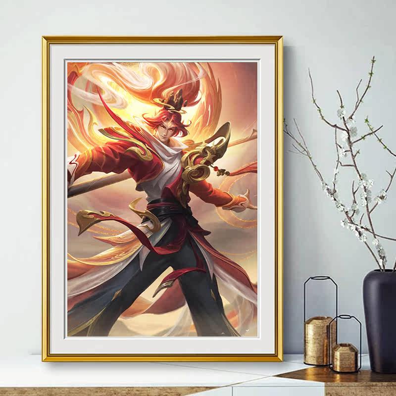 韩信飞衡十字绣竖版王者荣耀皮肤新款简单线绣小幅贴满砖5d钻石画