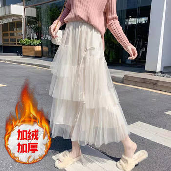 Skirt Mesh 2020 ສະບັບພາສາເກົາຫຼີ Versatile Skirt Cake Skirt Super Fairy Skirt Long Waist Long Skirt Mid-length Skirt for Women in Autumn and Winter