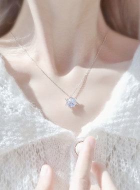 雪花女纯银轻奢小众锁骨链生日