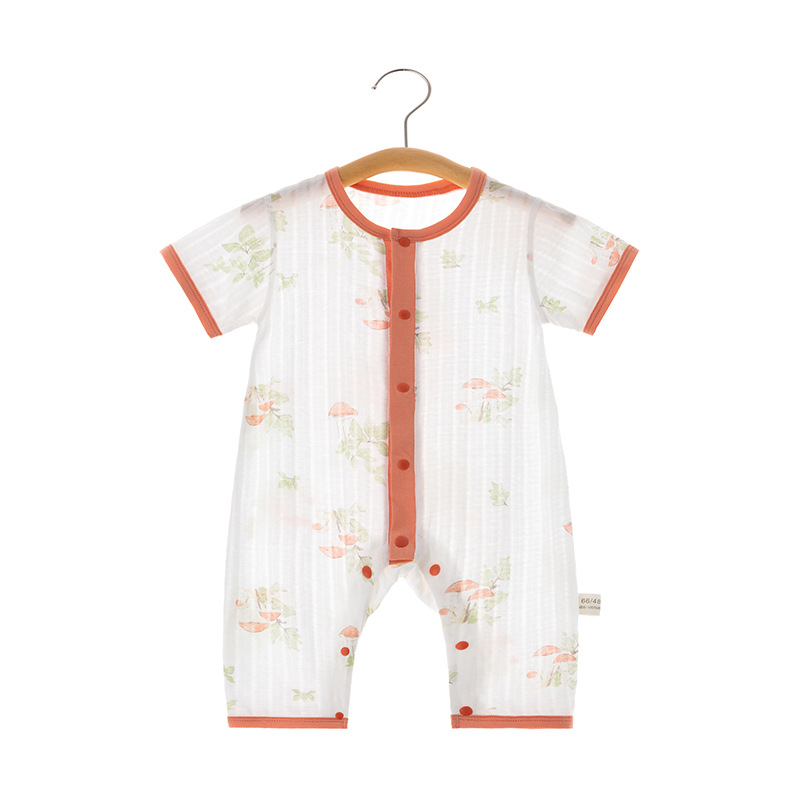 五个月宝宝衣服夏季婴儿短袖连体衣夏款超薄纯棉哈衣睡衣空调服六-图2