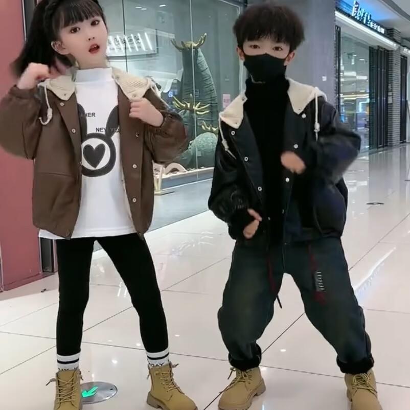 女童冬装连帽加绒加厚皮衣外套2025新款洋气中大童皮夹克 - 图2