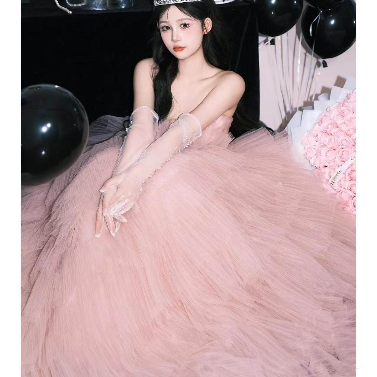 婚纱礼服新款公主裙少女写真拍照主题服装生日派对裙子海心纱粉色,淘宝优惠券,粉丝福利购,淘宝优惠卷