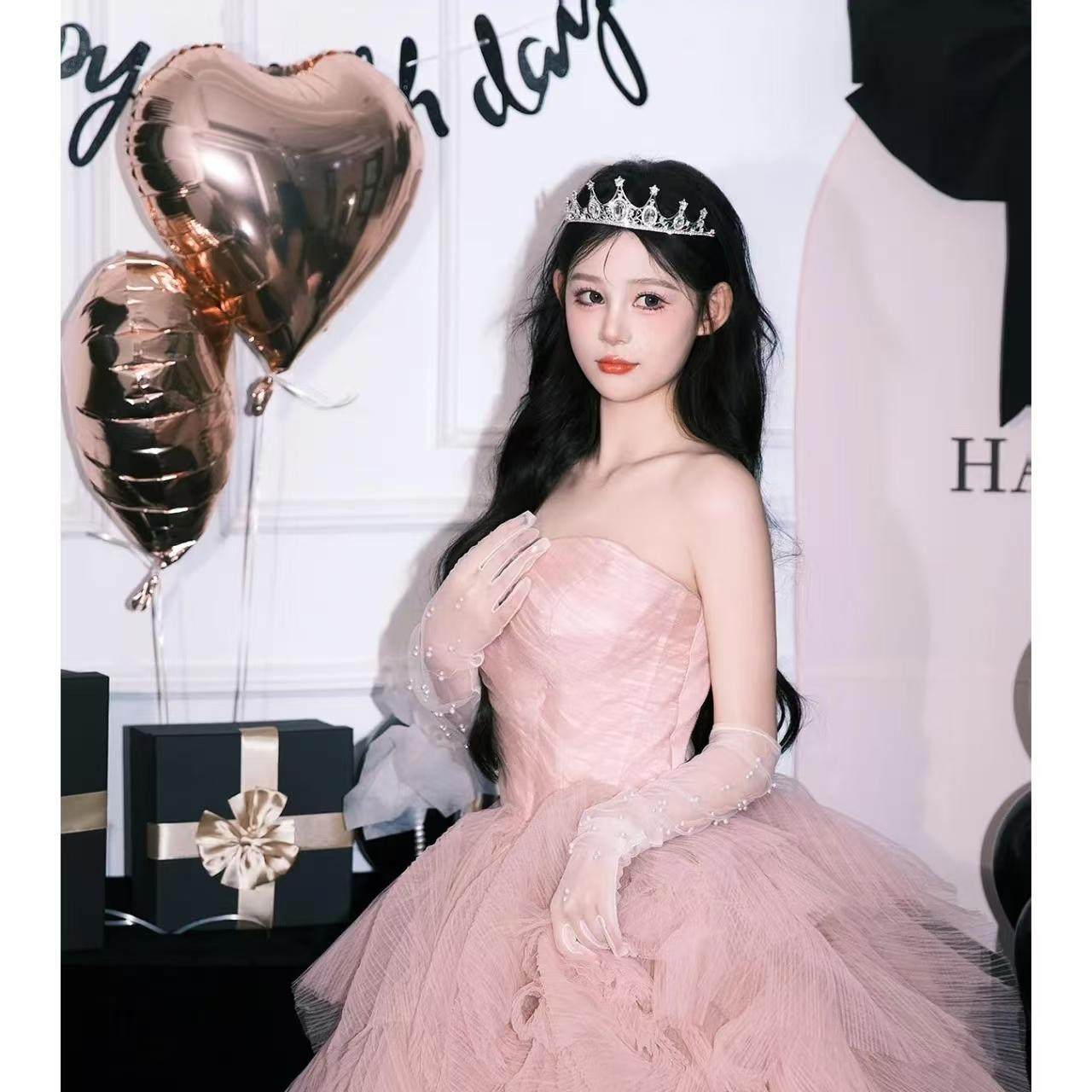 婚纱礼服新款公主裙少女写真拍照主题服装生日派对裙子海心纱粉色,淘宝优惠券,粉丝福利购,淘宝优惠卷